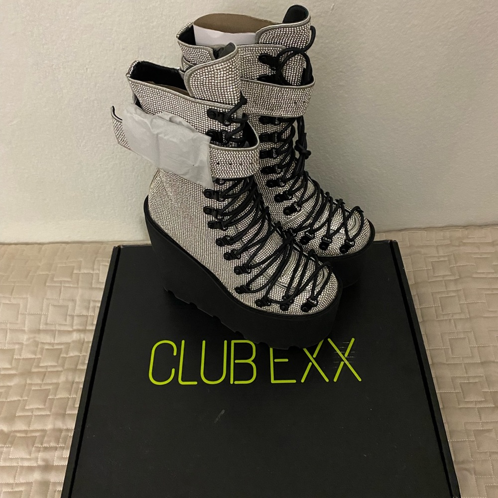 Dolls Kill Club Exx Rhinestone Crystal Traitor Boots